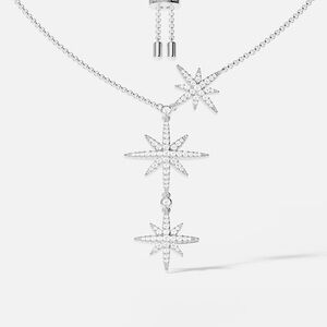 Brand new APM Monaco Dazzling Triple Star Silver Necklace